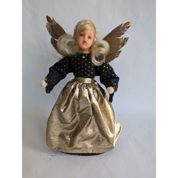 Antique German Wax Angel Tree Topper Christmas Blue Gold Vtg w/Box - Picture 4 of 10